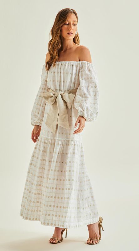 Vestido Ombro a Ombro Laise Metalizada - LENITA