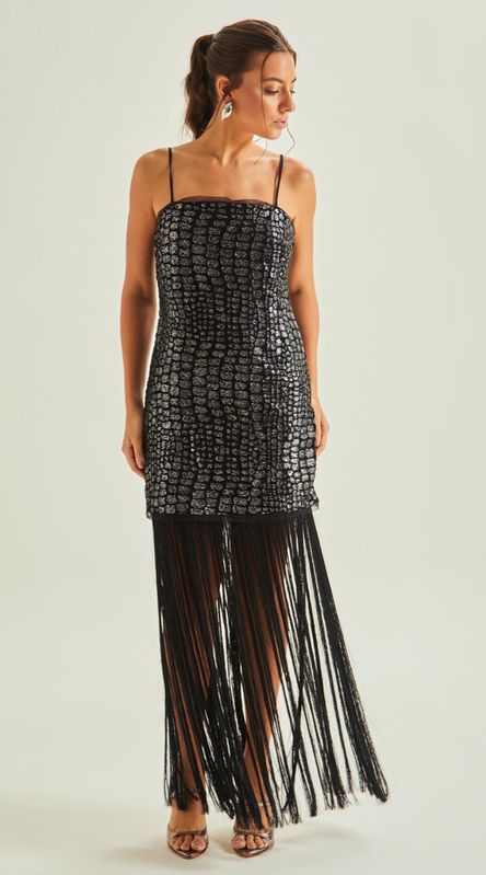 Vestido Franjas Tule Ounce - LENITA