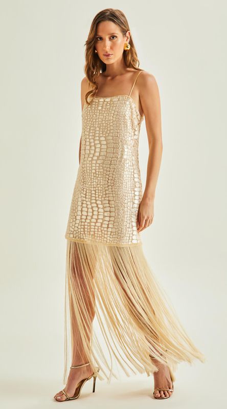 Vestido Franjas Tule Ounce - LENITA