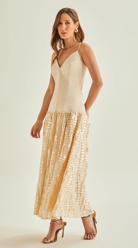 Vestido Midi Decote V - LENITA