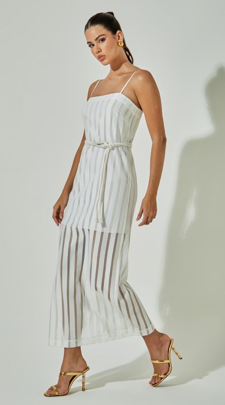 Vestido Decote Reto com Fenda - LENITA