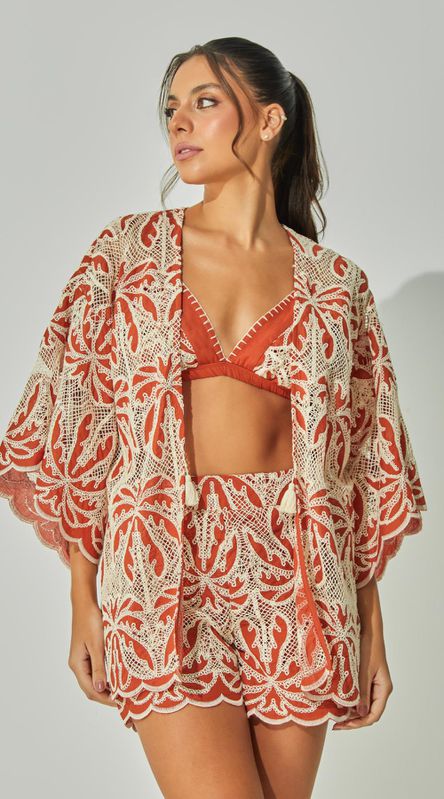 Conjunto Kimono e Top Guipir Coqueiro - LENITA