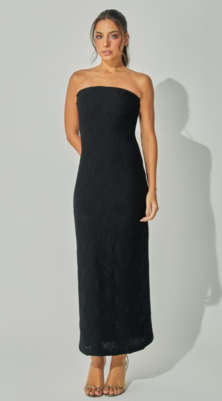 Vestido Malha Texturizada Sem Alças - LENITA