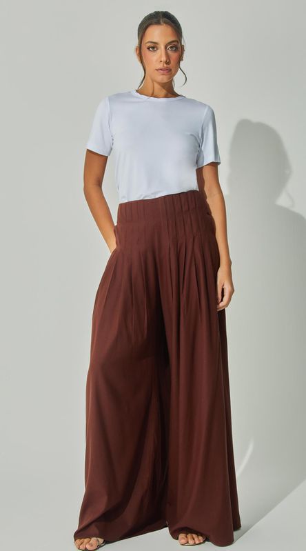 Calça Pantalona com Pregas - LENITA