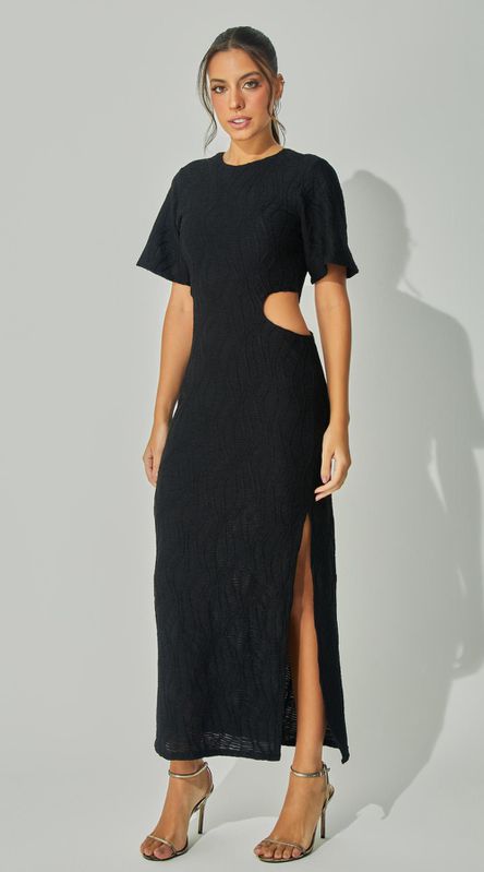 Vestido Malha Texturizada Com Vazados - LENITA