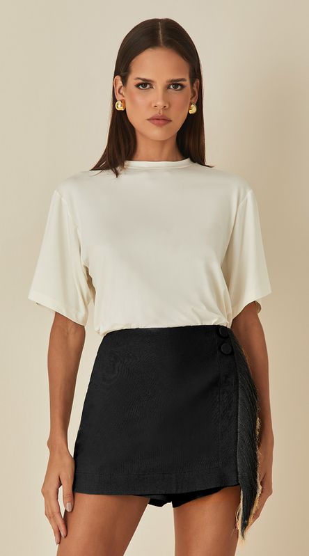 Short Saia de Linho com Franjas - LENITA
