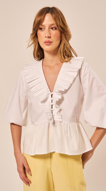 Blusa Manga Balonê Branco - LENITA