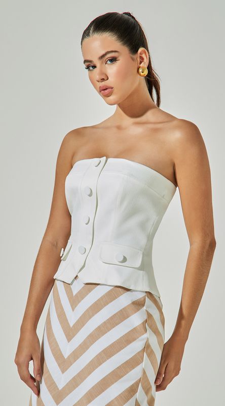 Blusa Sem Alças Com Botões - LENITA