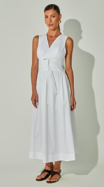Vestido Midi Transpasse Em Tricoline - LENITA