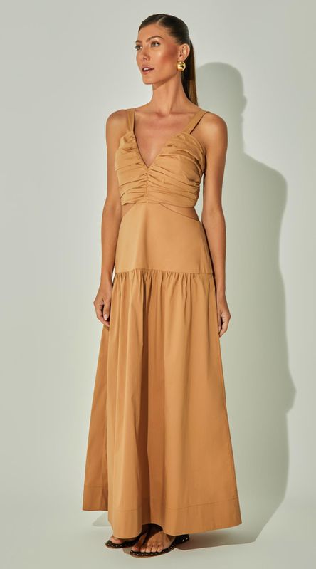 Vestido Midi com Vazados Tricoline - LENITA