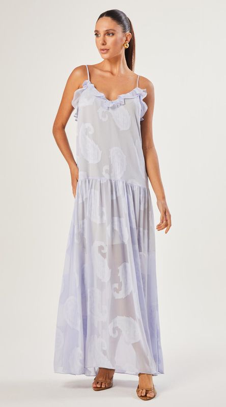 Vestido Longo de Alça Paisley Azul - LENITA