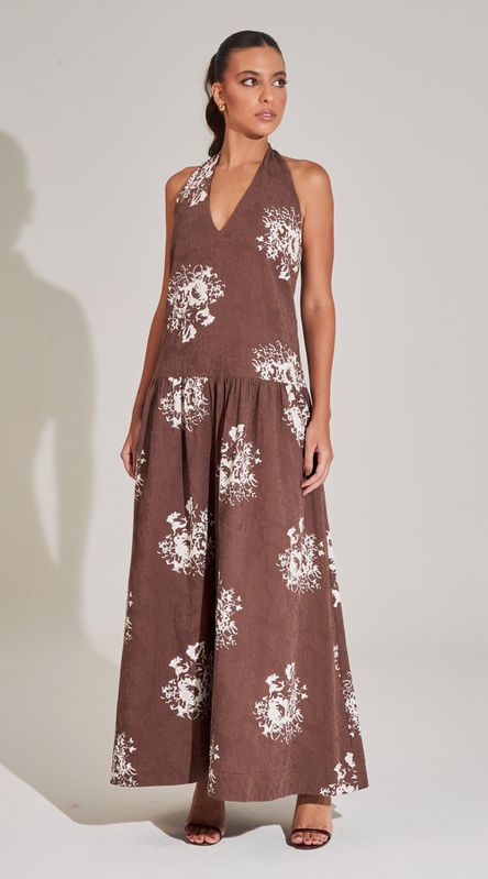 Vestido Midi Decote V Estampado - LENITA