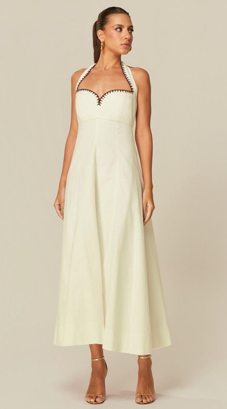 Vestido Midi em Linho Off - LENITA