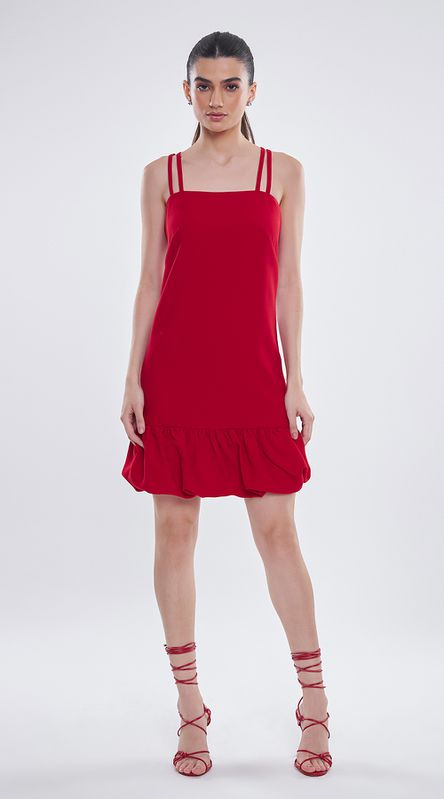 Vestido Curto Balonê Vermelho - LENITA