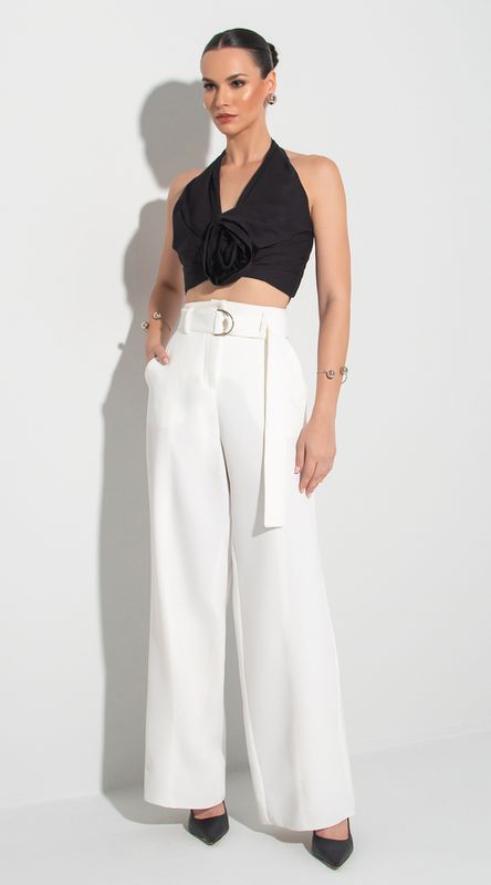 Calça Cintura Alta Suyane Off White - LENITA
