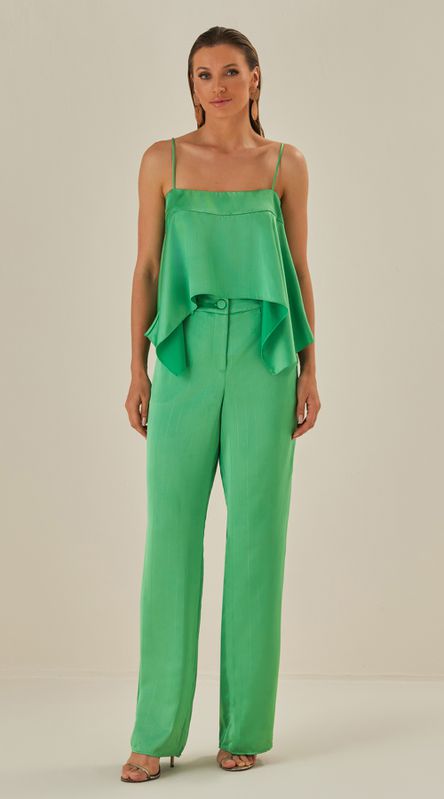 Calça Risca De Giz Allanys Verde - LENITA