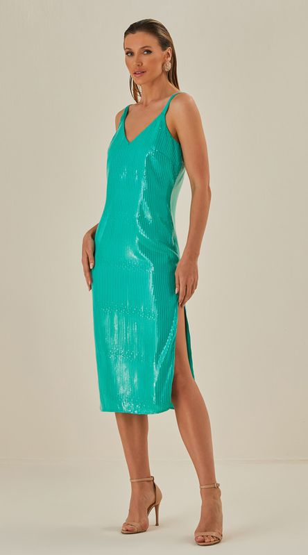 Vestido Midi Paetê Francesca Azul - LENITA