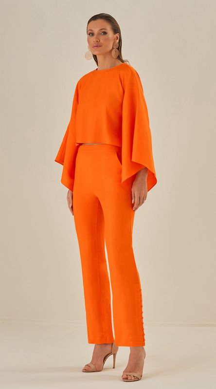 Calça Reta Isadora Laranja - LENITA