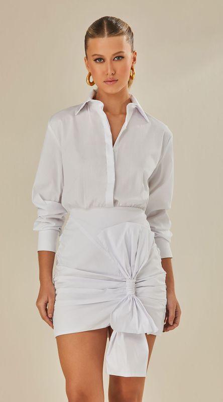 Vestido Curto Manga Longa Off White - LENITA