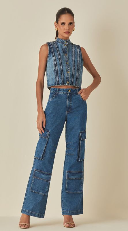 Calça Cargo Jeans - LENITA