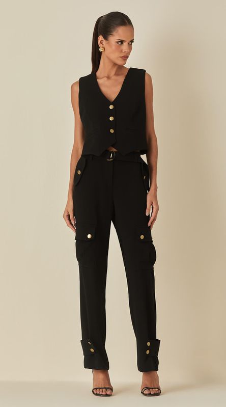 Calça Cargo Com Botões Dourados - LENITA