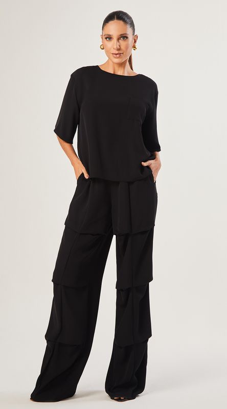 Calça Reta Com Pregas - LENITA