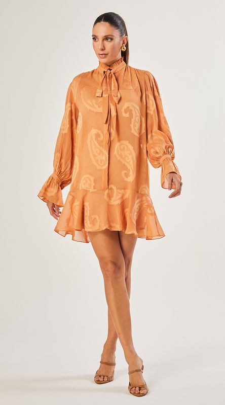 Vestido Curto Paisley Bege - LENITA