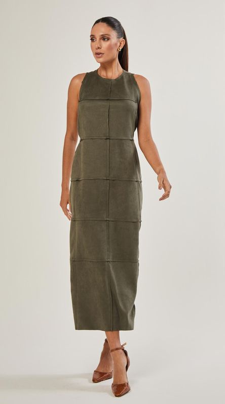 Vestido Midi Suede Com Recortes - LENITA