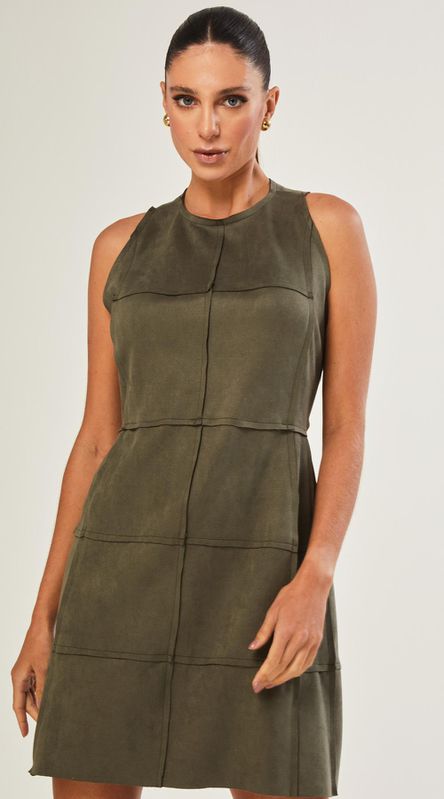 Vestido Curto Suede Com Recortes - LENITA