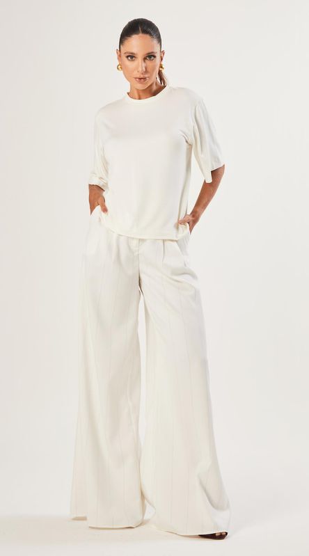 Calça Pantalona Risca De Giz - LENITA