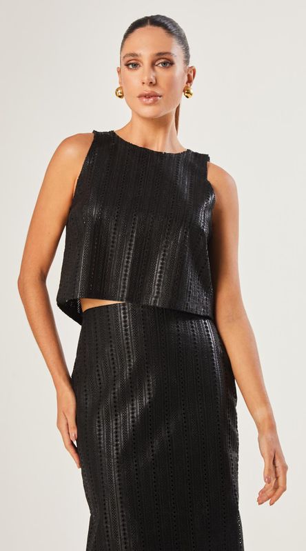 Blusa Cropped Couro - LENITA