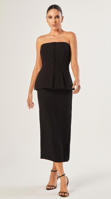 Saia Coluna Midi Preto - LENITA