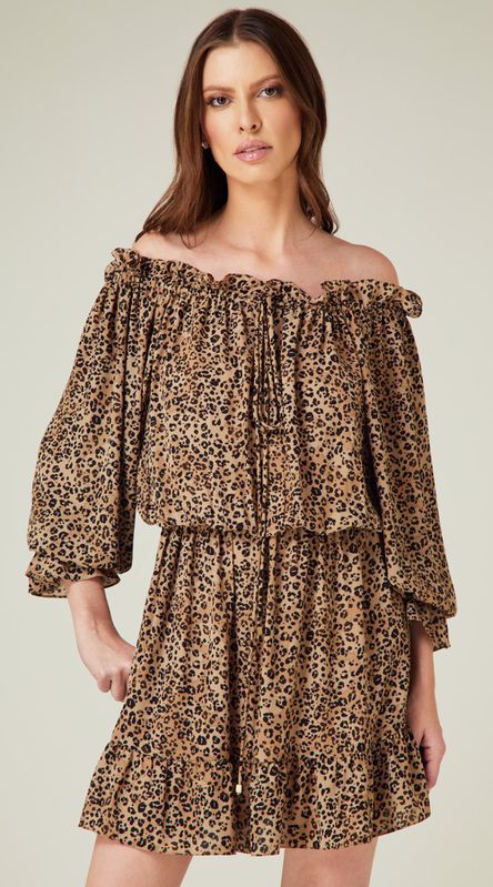 Vestido Manga Longa Animal Print - LENITA