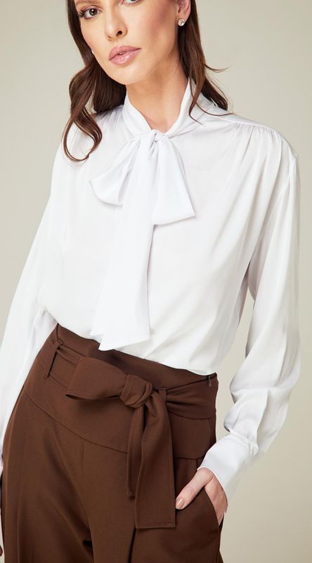 Camisa Cetim com Faixa Branco - LENITA