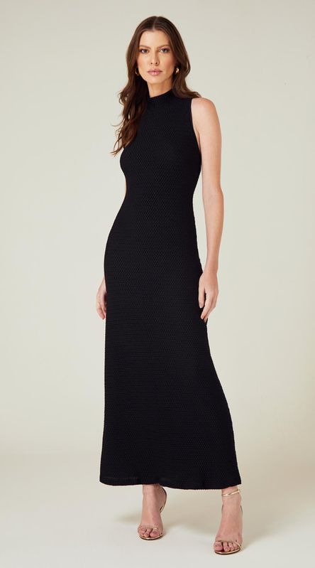 Vestido Midi sem Mangas Preto - LENITA