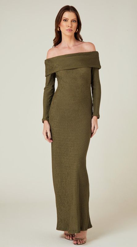Vestido Longo Ombro a Ombro Cidreira - LENITA