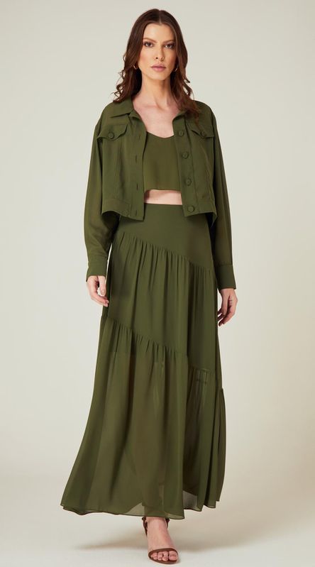 Camisa Manga Longa Verde Pesto - LENITA