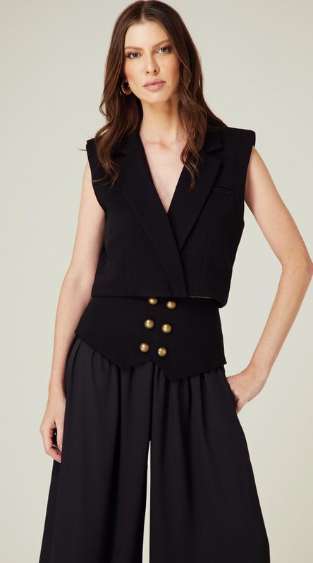 Colete Cropped Preto - LENITA