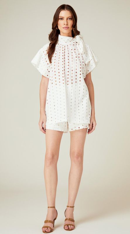 Blusa Ampla Laise com Laço Off - LENITA