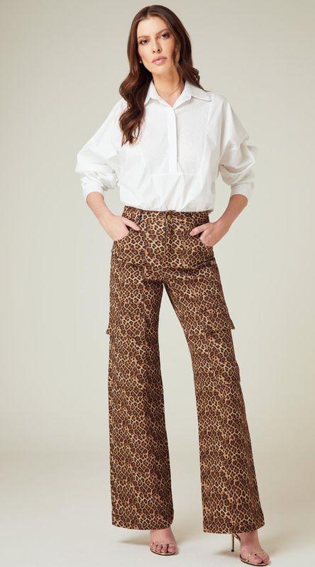 Calça Cargo Cintura Jaguar Print - LENITA