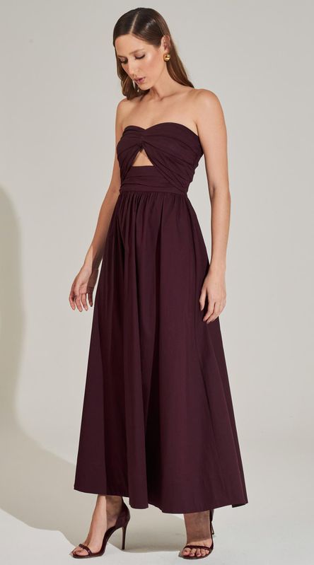 Vestido Midi Franzido Tricoline - LENITA
