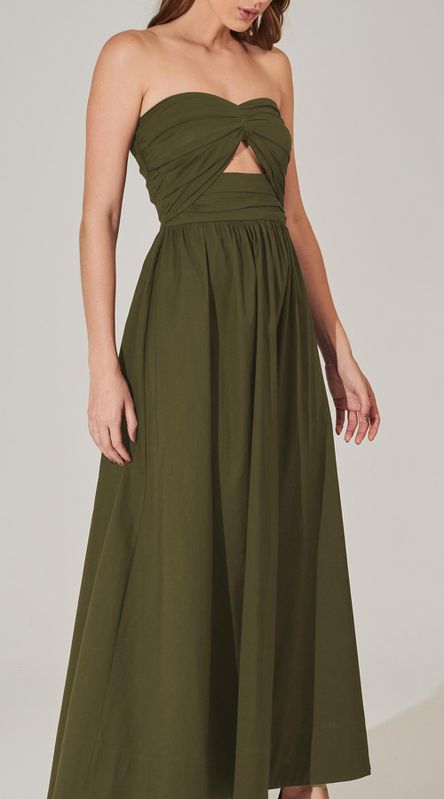 Vestido Midi Franzido Tricoline - LENITA