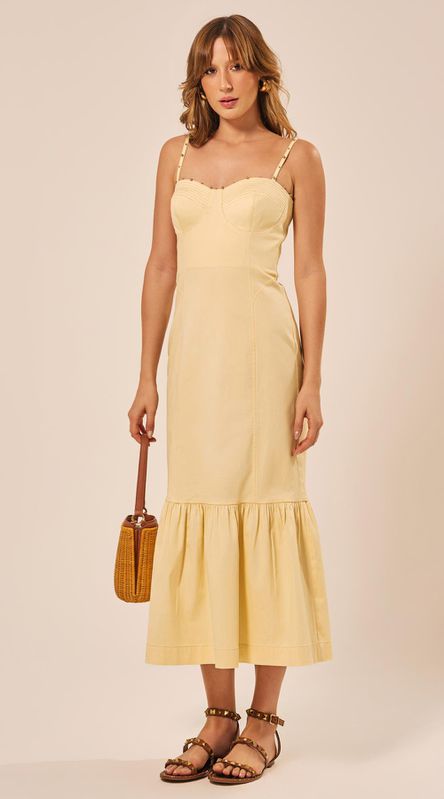 Vestido Midi Estruturado Amarelo Claro - LENITA