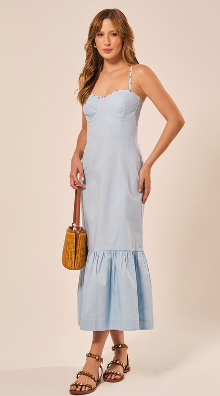 Vestido Midi Estruturado Azul Claro - LENITA