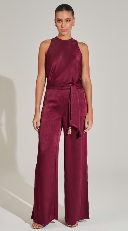 Calça Pantalona com Faixa Wine - LENITA