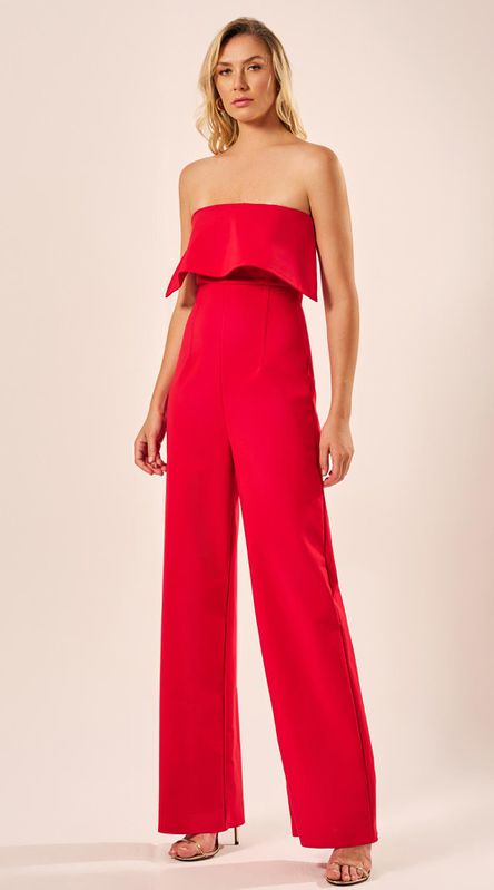 Macacão com Pences Vermelho - LENITA