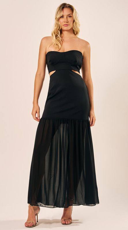 Vestido Longo sem Alças Preto - LENITA