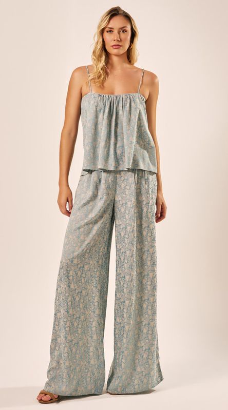 Calça Pantalona Jacquard Estampada - LENITA