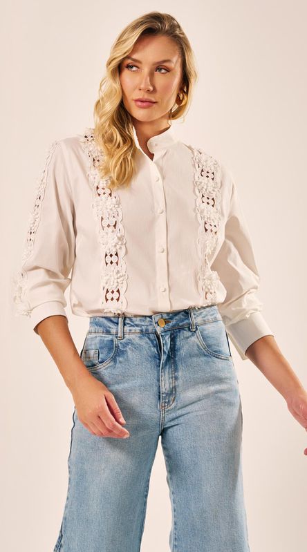 Camisa Flores Off White - LENITA