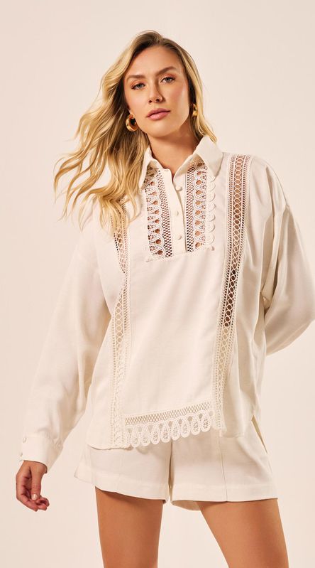 Short Cintura Alta Off White - LENITA